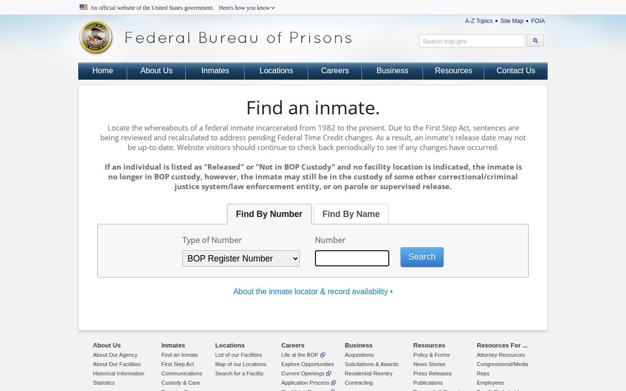 Federal BOP locator for Marshall County related release lookup