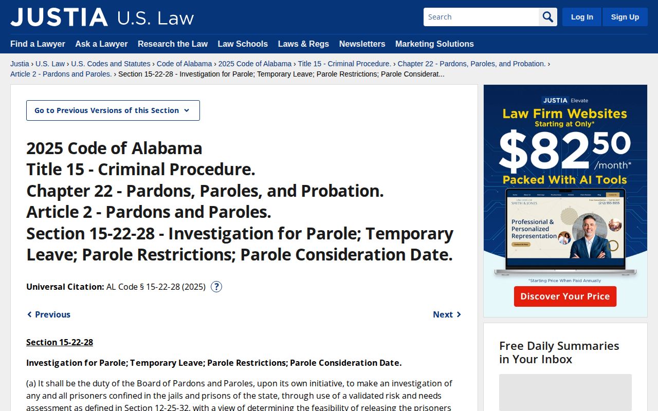 Alabama parole consideration statute for Marshall County projected release date
