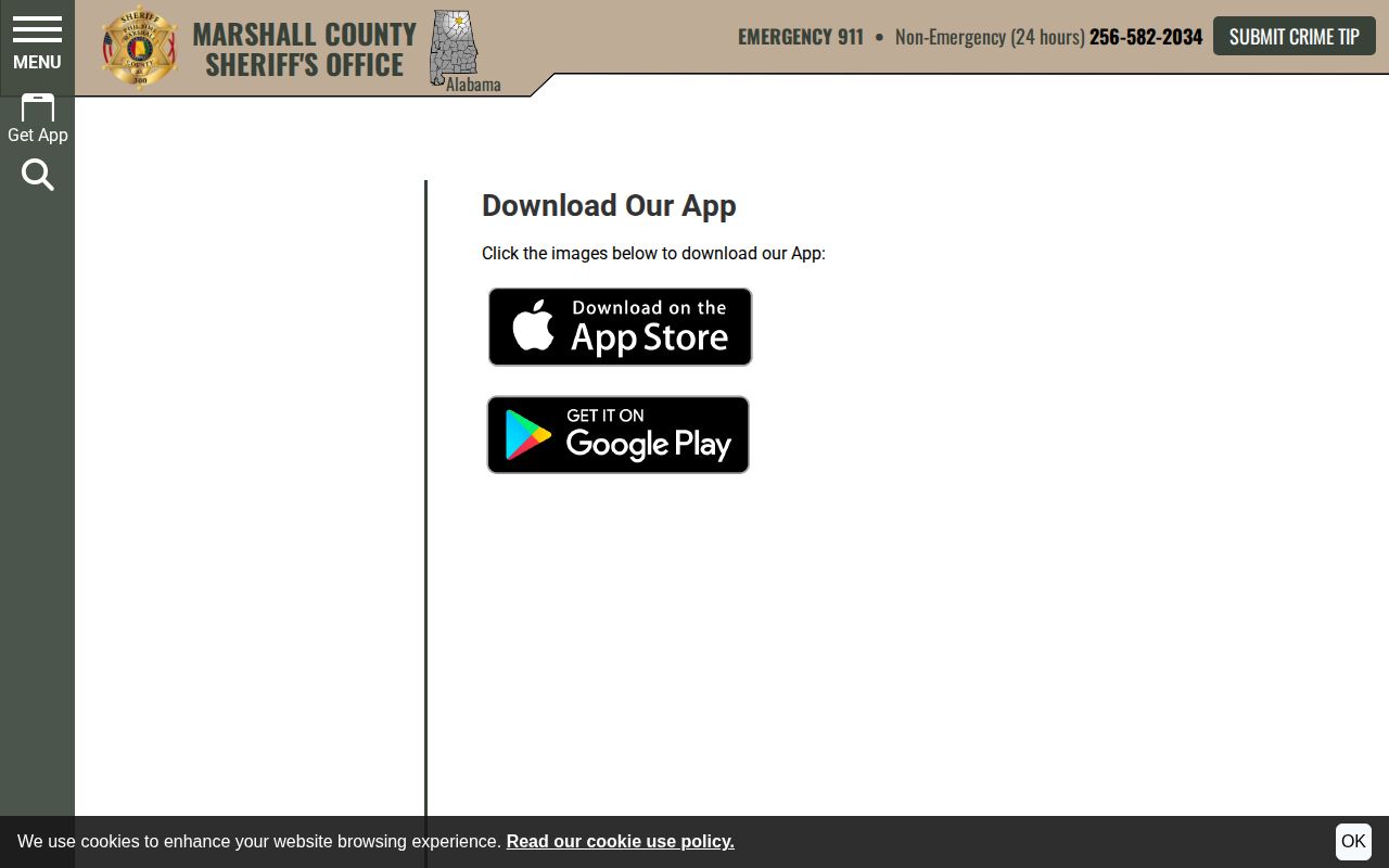 Marshall County sheriff app source for release roster access
