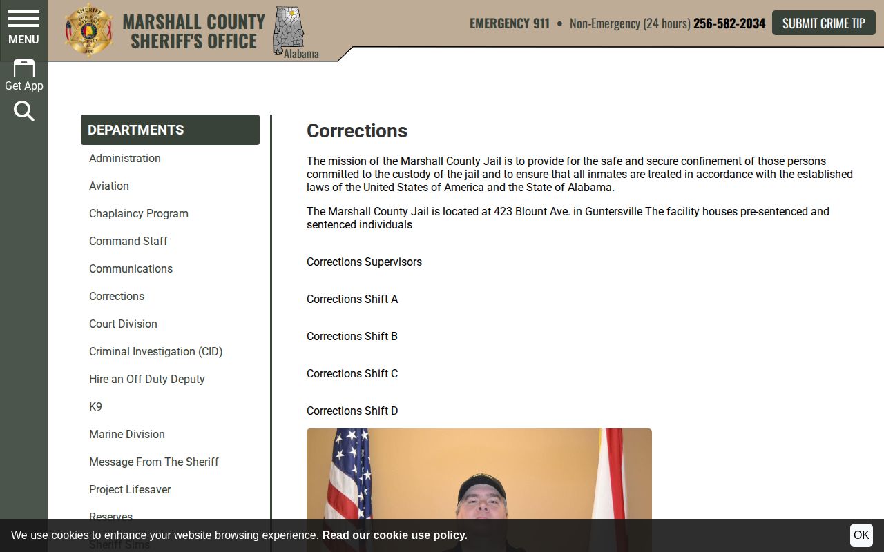 Marshall County Jail release records source from sheriff Corrections page